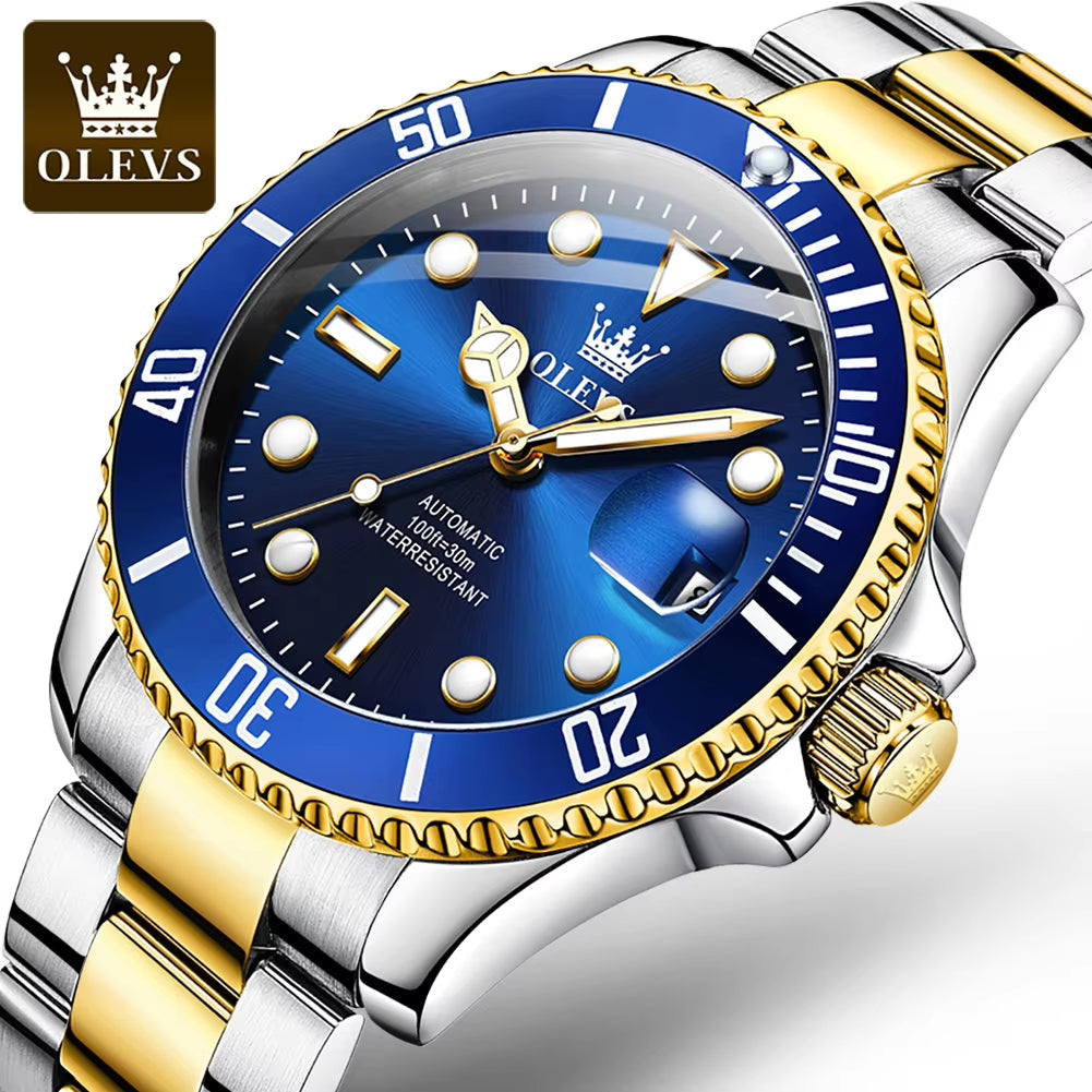 6650 Men Watch Classic Original Automatic Mechanical Watch for Man Zircon Scale Waterproof Luminous Stainless Steel Reloj
