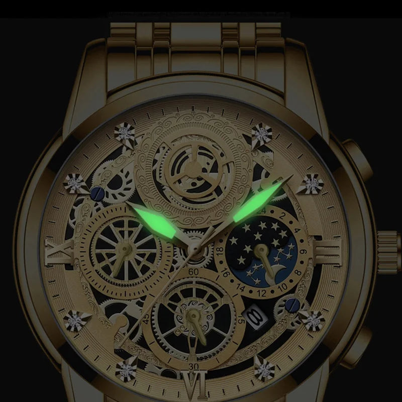 B4010 Fashion Casual Quartz Men Watch Stainless Steel Strap Luxury Dial Luminous 30M Waterproof Business Men Wristwatch