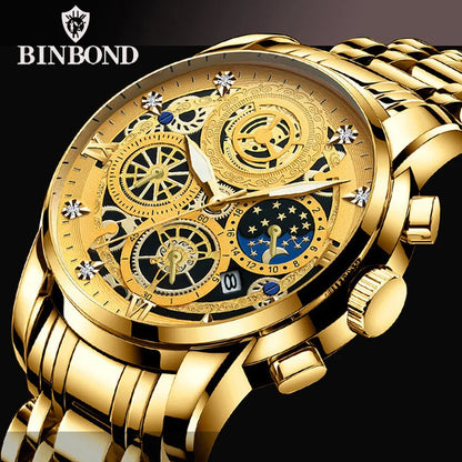 B4010 Fashion Casual Quartz Men Watch Stainless Steel Strap Luxury Dial Luminous 30M Waterproof Business Men Wristwatch