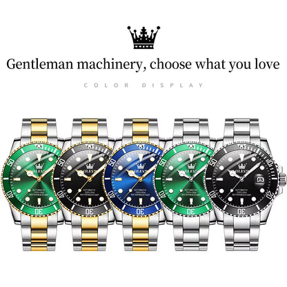 6650 Men Watch Classic Original Automatic Mechanical Watch for Man Zircon Scale Waterproof Luminous Stainless Steel Reloj