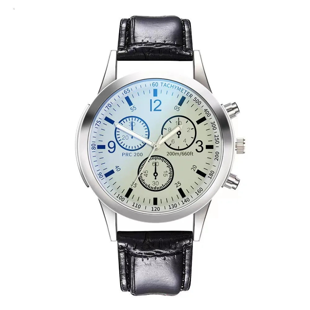 Dazzling Colour Blue Glass Three Eyes Steel Belt Watch Men Quartz Watches Gifts Men'S Watches Wholesale