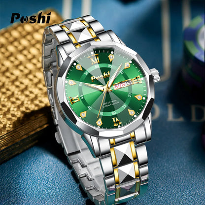 Men'S Watch Date Week Fashion Watch Men Original Waterproof Non-Mechanical Luminous Dual Calendar Quartz Wristwatch