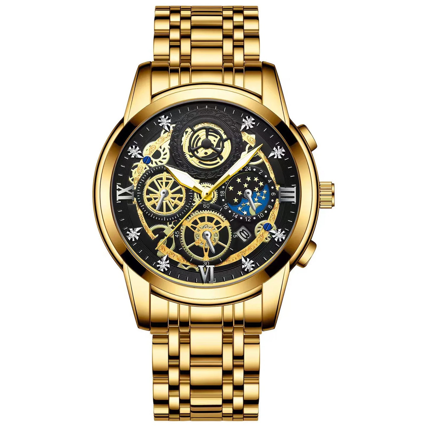 B4010 Fashion Casual Quartz Men Watch Stainless Steel Strap Luxury Dial Luminous 30M Waterproof Business Men Wristwatch