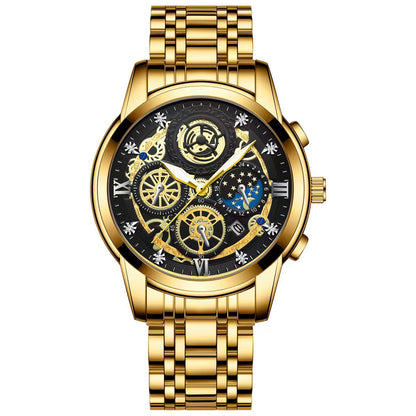 B4010 Fashion Casual Quartz Men Watch Stainless Steel Strap Luxury Dial Luminous 30M Waterproof Business Men Wristwatch