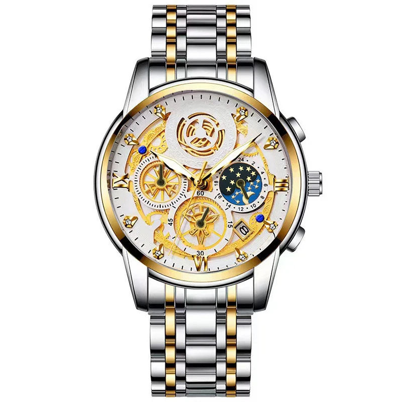 B4010 Fashion Casual Quartz Men Watch Stainless Steel Strap Luxury Dial Luminous 30M Waterproof Business Men Wristwatch