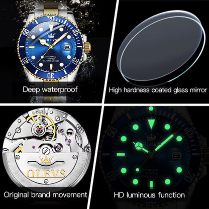 6650 Men Watch Classic Original Automatic Mechanical Watch for Man Zircon Scale Waterproof Luminous Stainless Steel Reloj