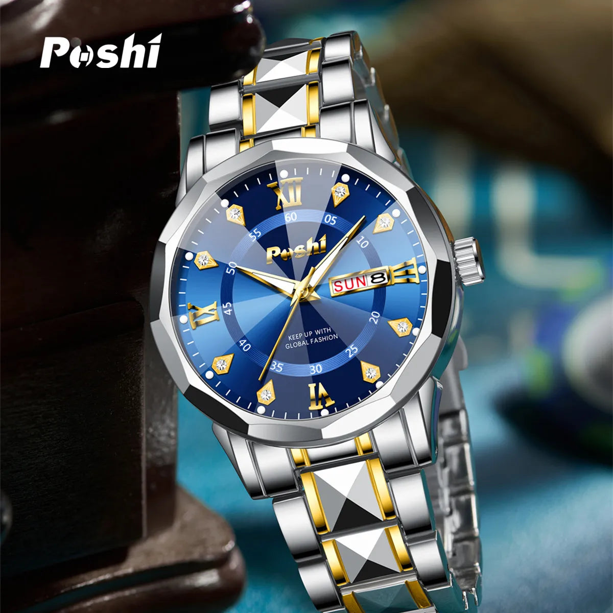 Men'S Watch Date Week Fashion Watch Men Original Waterproof Non-Mechanical Luminous Dual Calendar Quartz Wristwatch