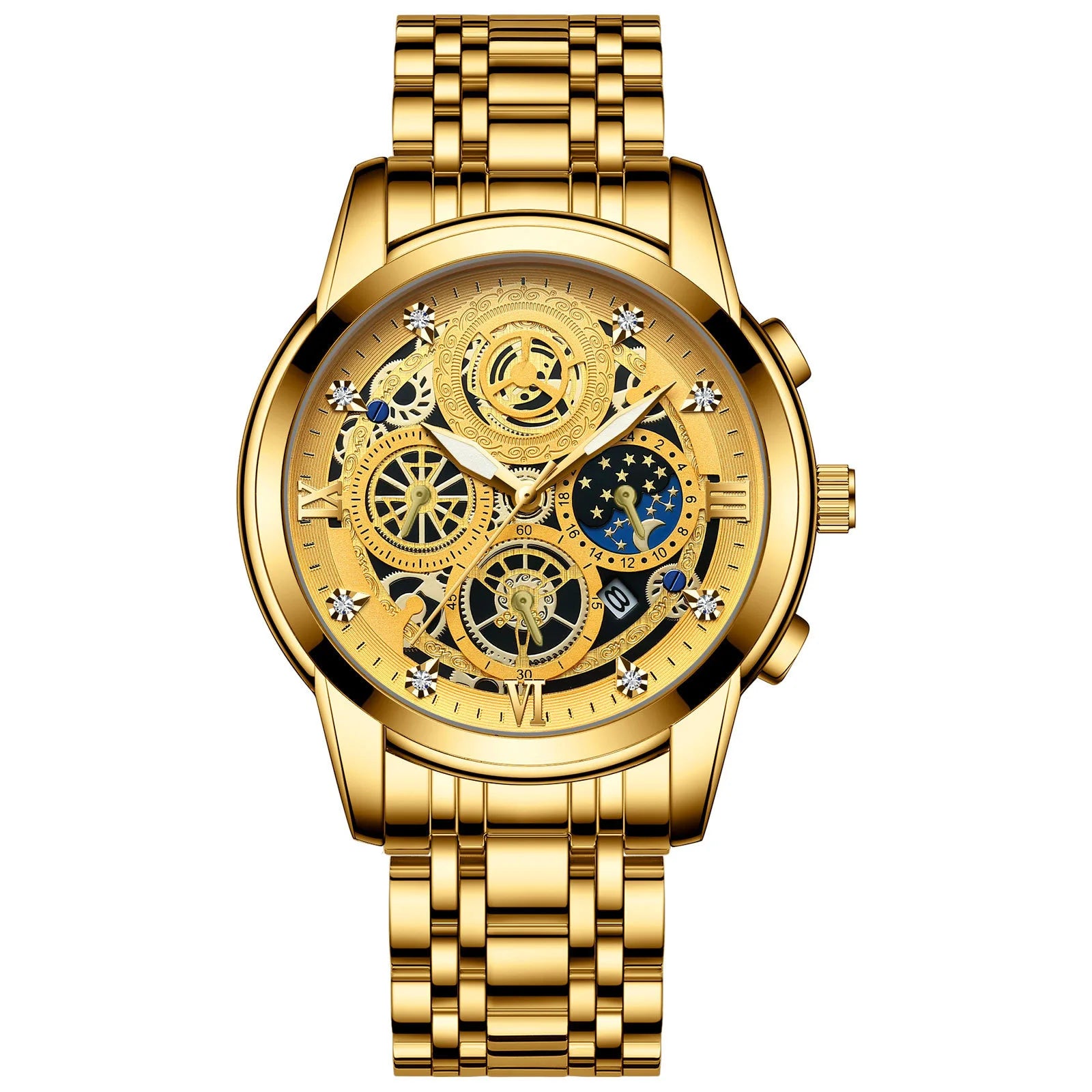 B4010 Fashion Casual Quartz Men Watch Stainless Steel Strap Luxury Dial Luminous 30M Waterproof Business Men Wristwatch