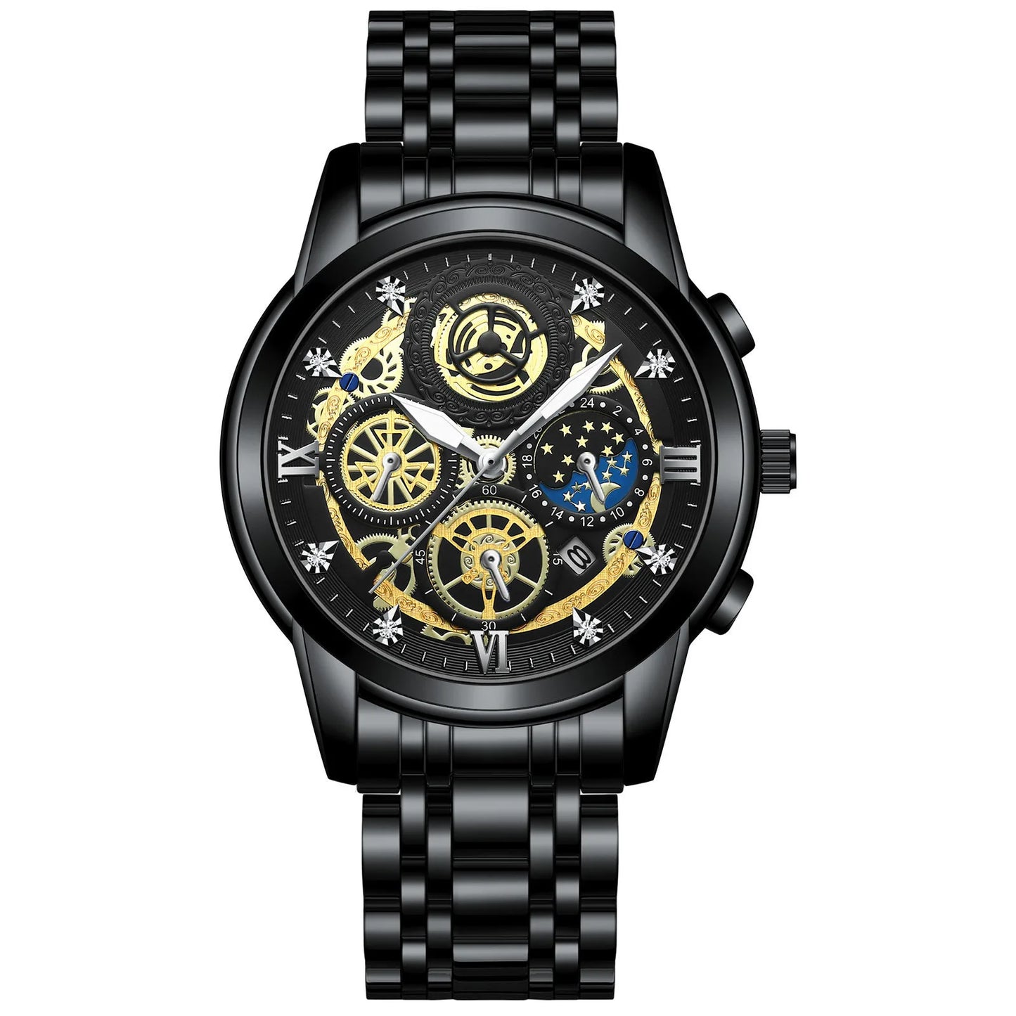 B4010 Fashion Casual Quartz Men Watch Stainless Steel Strap Luxury Dial Luminous 30M Waterproof Business Men Wristwatch