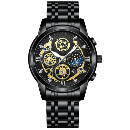 B4010 Fashion Casual Quartz Men Watch Stainless Steel Strap Luxury Dial Luminous 30M Waterproof Business Men Wristwatch
