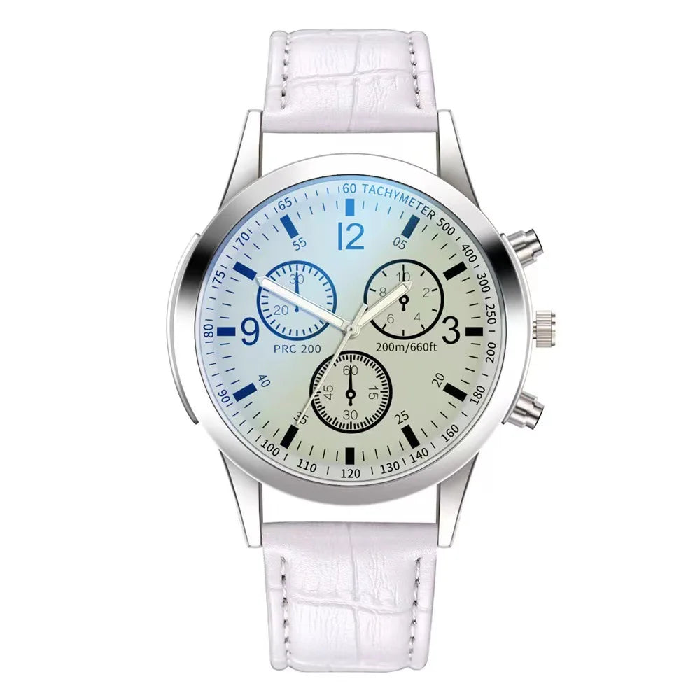 Dazzling Colour Blue Glass Three Eyes Steel Belt Watch Men Quartz Watches Gifts Men'S Watches Wholesale