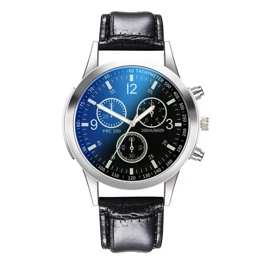 Dazzling Colour Blue Glass Three Eyes Steel Belt Watch Men Quartz Watches Gifts Men'S Watches Wholesale