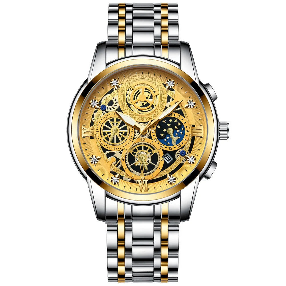 B4010 Fashion Casual Quartz Men Watch Stainless Steel Strap Luxury Dial Luminous 30M Waterproof Business Men Wristwatch
