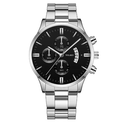 Luxury Men Steel Golden Watch Calendar Quartz Wristwatch Chain Bracelet Business Watches Man Clock for Men Relogio Masculino