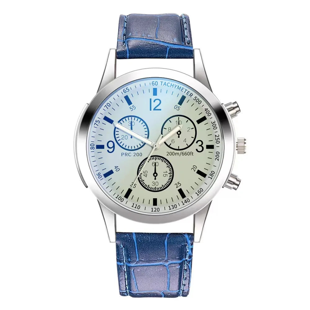 Dazzling Colour Blue Glass Three Eyes Steel Belt Watch Men Quartz Watches Gifts Men'S Watches Wholesale