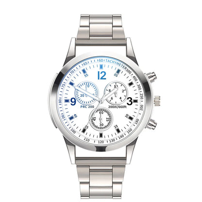 Dazzling Colour Blue Glass Three Eyes Steel Belt Watch Men Quartz Watches Gifts Men'S Watches Wholesale