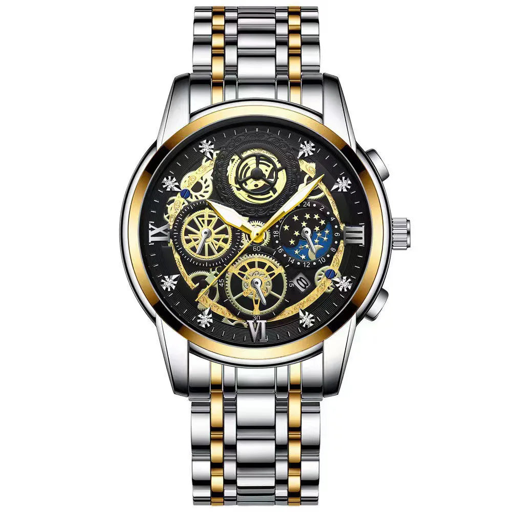 B4010 Fashion Casual Quartz Men Watch Stainless Steel Strap Luxury Dial Luminous 30M Waterproof Business Men Wristwatch