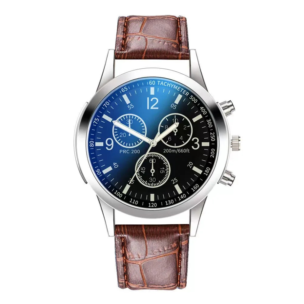 Dazzling Colour Blue Glass Three Eyes Steel Belt Watch Men Quartz Watches Gifts Men'S Watches Wholesale
