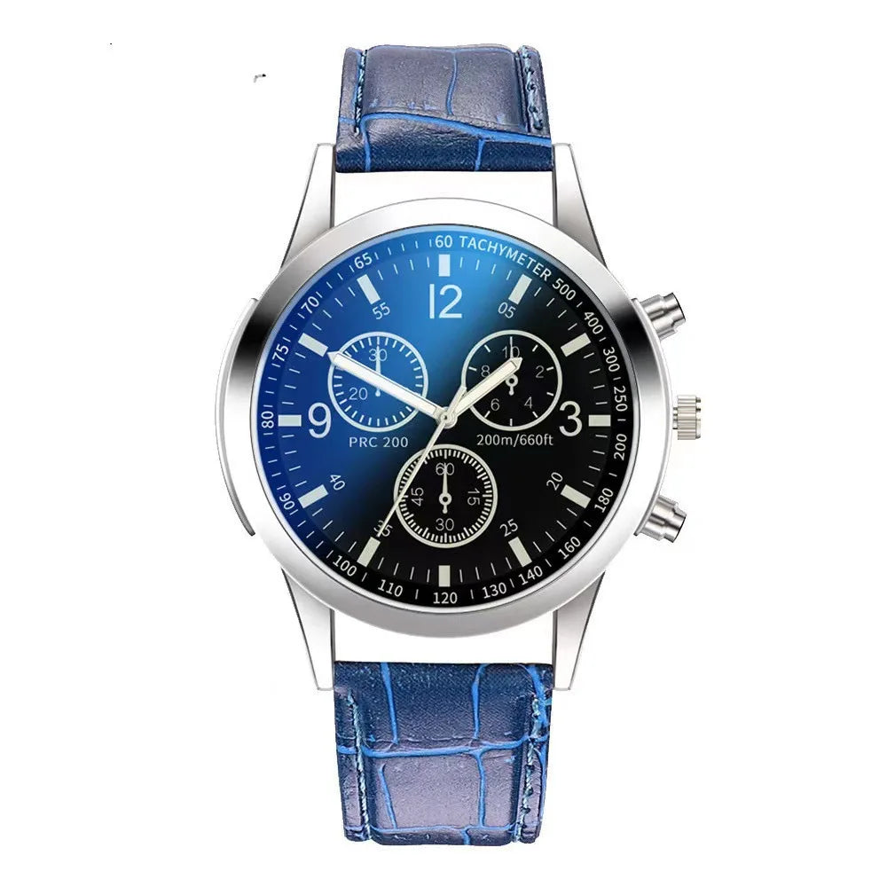Dazzling Colour Blue Glass Three Eyes Steel Belt Watch Men Quartz Watches Gifts Men'S Watches Wholesale