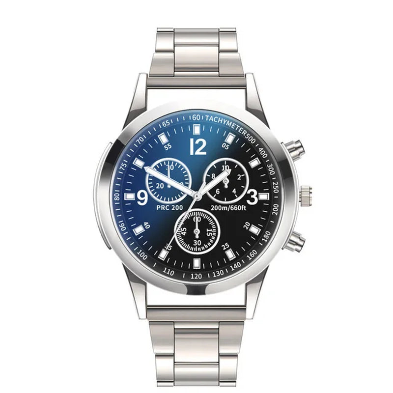 Dazzling Colour Blue Glass Three Eyes Steel Belt Watch Men Quartz Watches Gifts Men'S Watches Wholesale